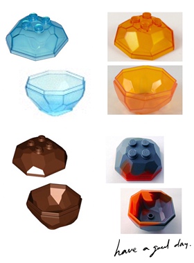 乐高Lego 零配件 30293 30294 透明橙色 4x4 岩石 矿石 晶石 石块