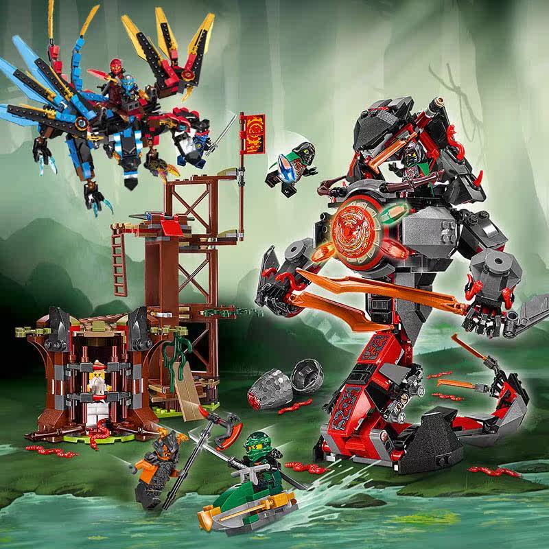 幻影忍者时光之刃双子机甲巨蛇反派人仔拼装积木玩具儿童礼物新品