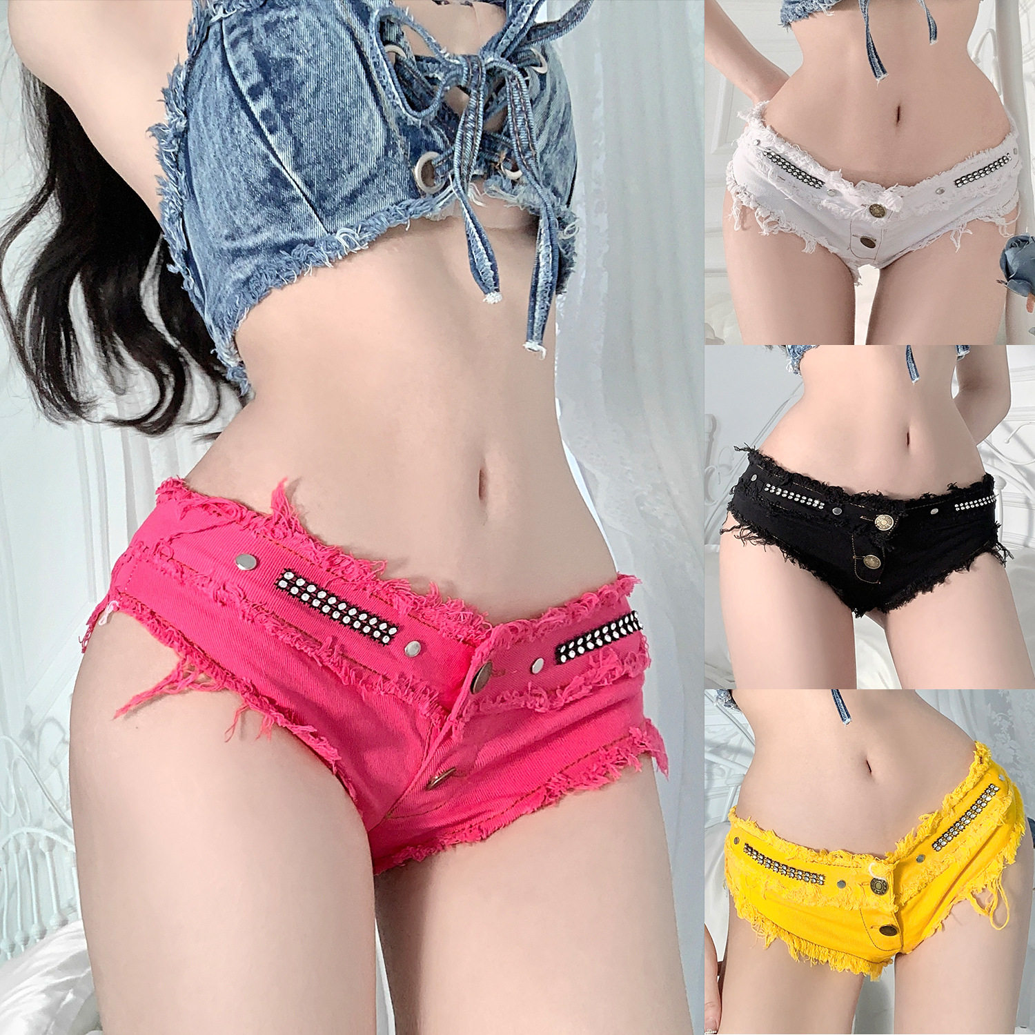 舞蹈女团bgogo点舞热辣演出服heels短裤dj辣妹超短热裤一分牛仔裤