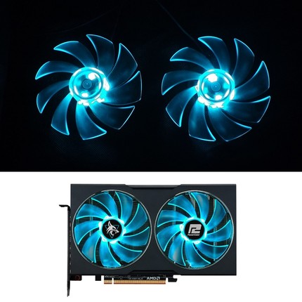 撼讯  Hellhound RX7600 7650 7600XT 显卡风扇 双滚珠 LED蓝光