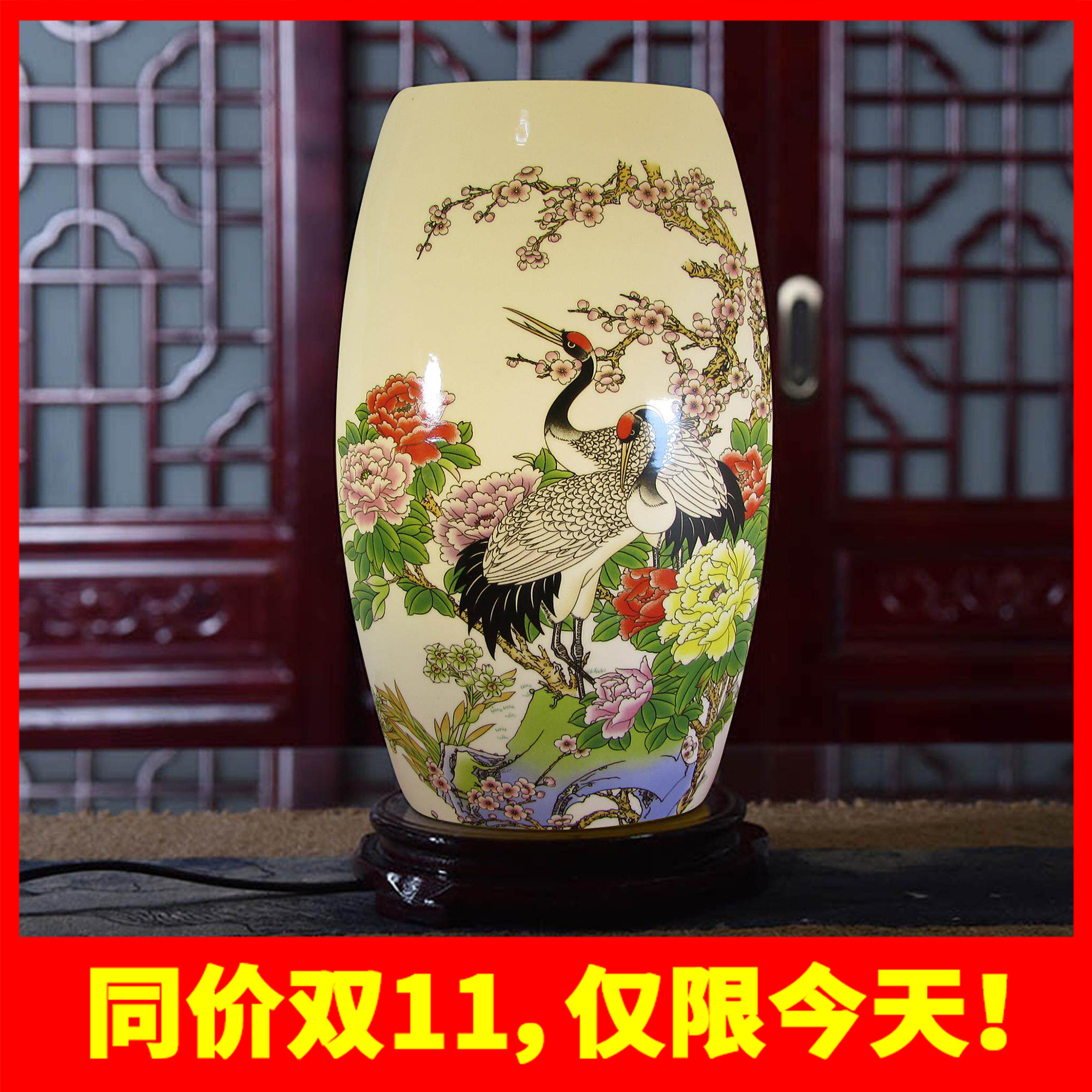 中式景德镇灯具薄胎新款陶瓷台灯现代复古典床头灯青花瓷粉彩陶瓷
