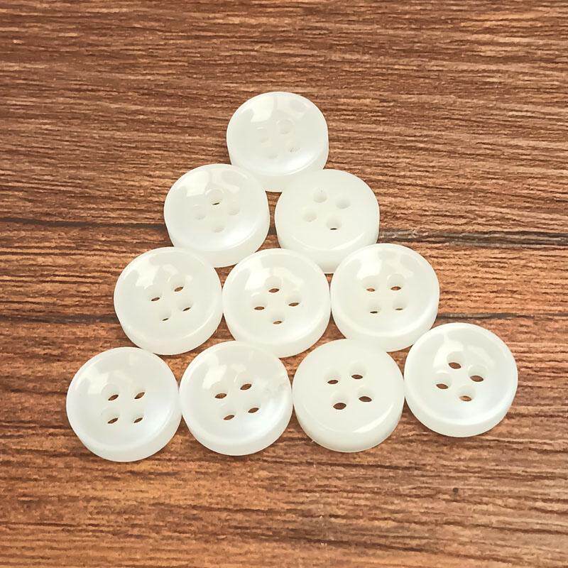 DIY高档衬衫纽扣百搭细边白色荧光衬衣扣子10mm四眼开衫扣子