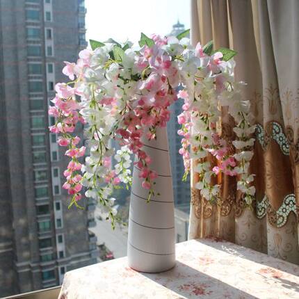 仿真花可随意弯曲折塑料紫藤花假花插花家居摄影盆景舞台布景装饰