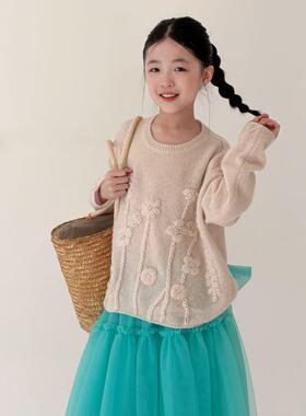 『白玉兰』小众重工手工钩花立体花朵刺绣羊毛马海毛衣背心 亲子