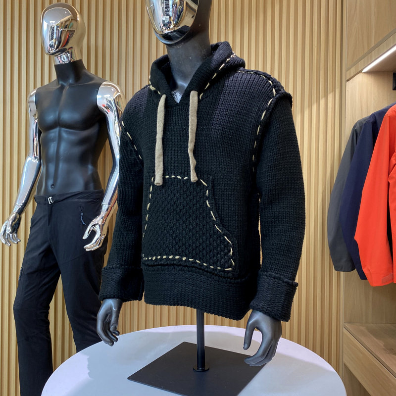 缉明线撞色！男女情侣款！秋冬时尚连帽百搭袋鼠口袋休闲针织毛衣