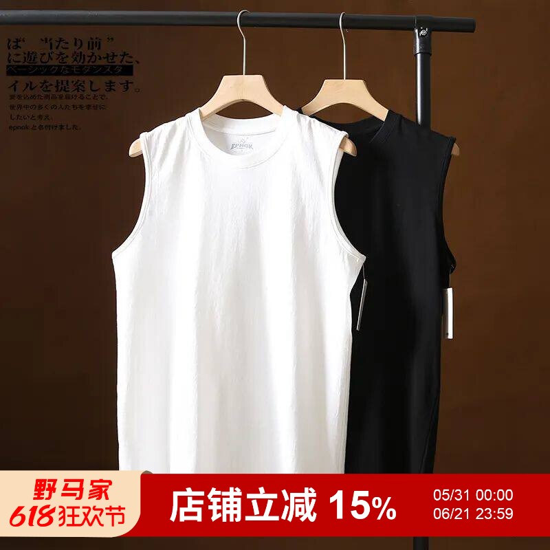 日系重磅！220g纯棉背心~男女款夏季宽松健身跨栏坎肩无袖T恤短袖