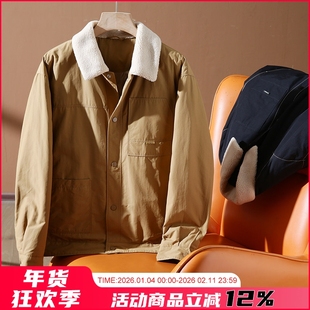 复古猎装!90鸭绒+压胶分仓充绒!秋冬男士仿羊羔毛翻领羽绒服潮