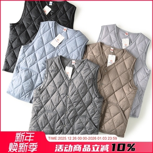 日单设计师线 男女菱格绗缝轻量化防风保暖V领棉马甲背心潮 冬季