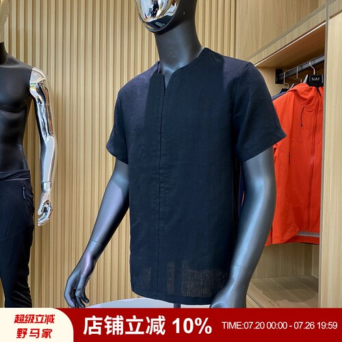 夏季男士圆领透气短袖衬衫上衣潮