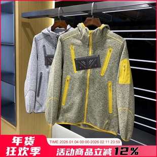 户外飞禽！花纱粗针织！秋冬男女保暖透气抓绒连帽压胶中间层外套