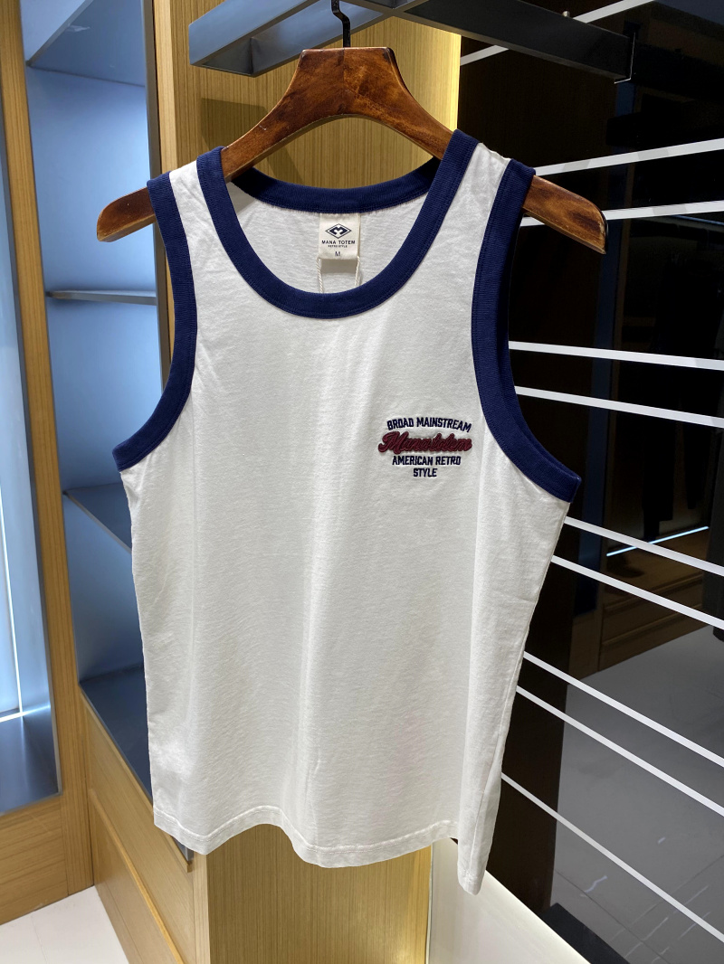 阿美咔叽风字母刺绣针织背心男