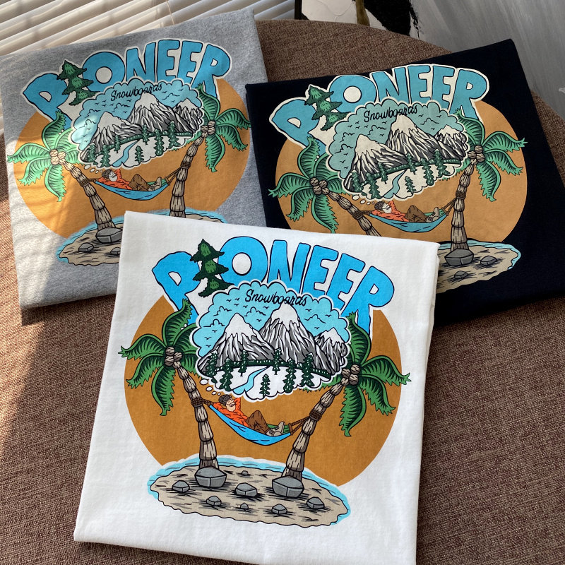 全面磨毛海岛度假风印花短袖