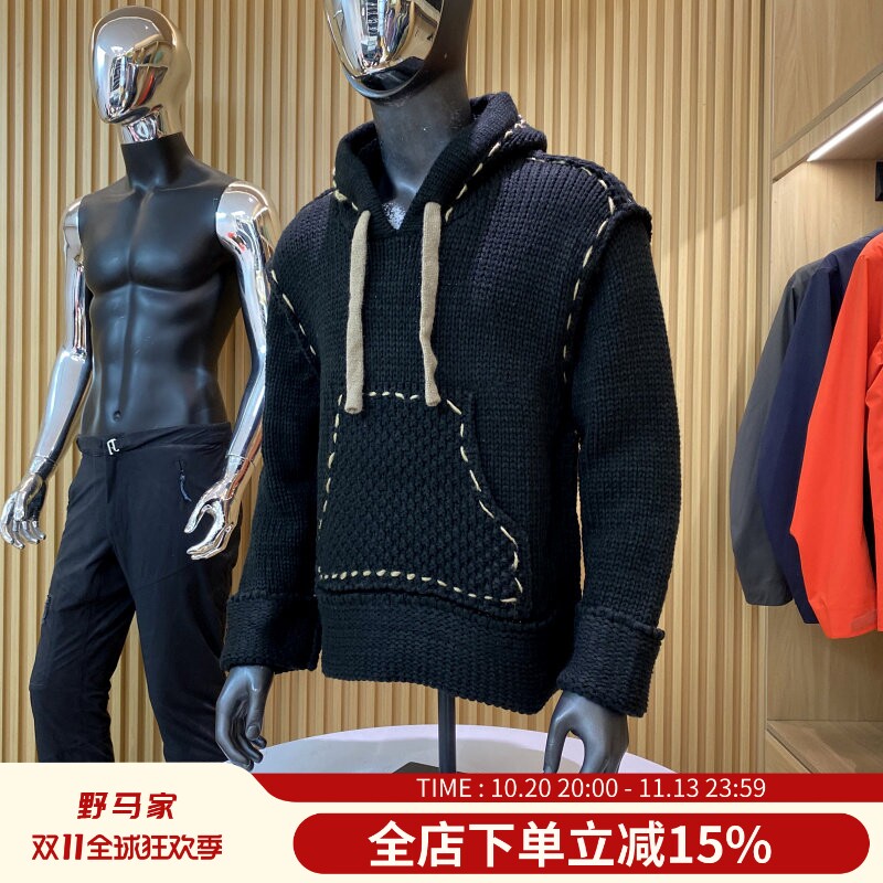 缉明线撞色！男女情侣款！秋冬时尚连帽百搭袋鼠口袋休闲针织毛衣