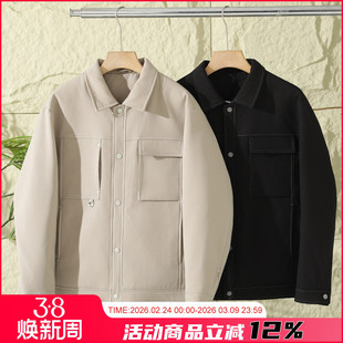 美式高端防风防泼水90鸭绒保暖工装休闲翻领轻薄羽绒服外套男秋冬