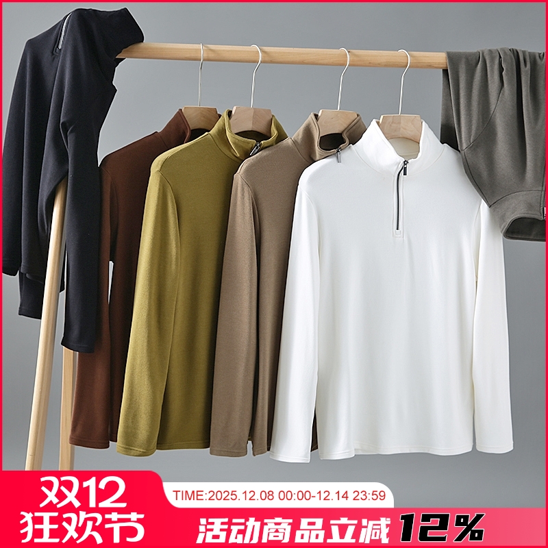 半拉链套头长袖T恤上衣潮