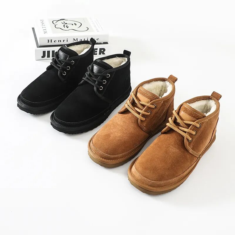 传写牛反绒+羊毛混纺男士雪地靴