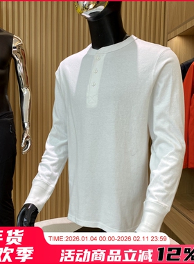 复古情怀！新疆一级棉！秋冬新品男士亨利领长袖T恤纯色打底衫潮