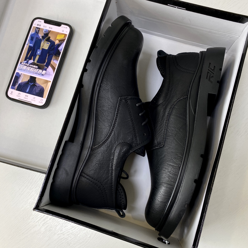 透气软底牛皮商务休闲皮鞋男鞋