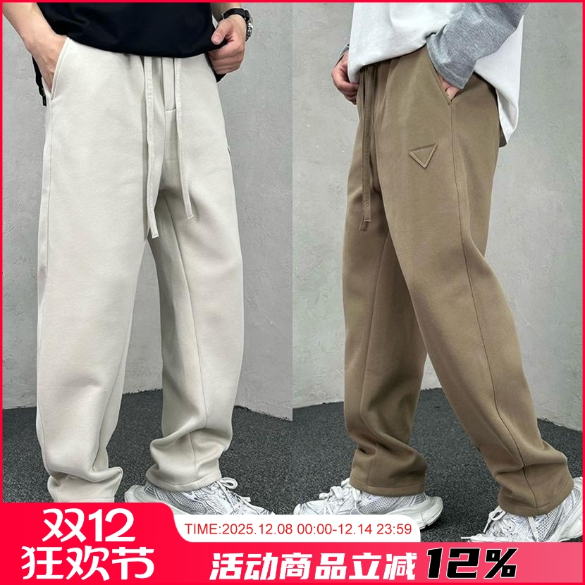 新款宽松直筒拼接运动卫裤潮