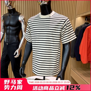 T恤衫 重磅海魂风 宽松条纹圆领短袖 男女情侣款 320g重磅全棉水洗