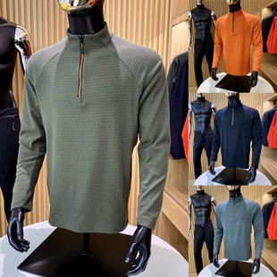 户外猛货 立领半拉链打底长袖 方块绒面 男士 T恤 秋季 重磅主推