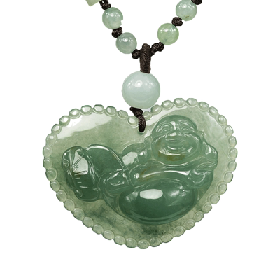 绿色玉佛吊坠心佛翡翠冰种绿色