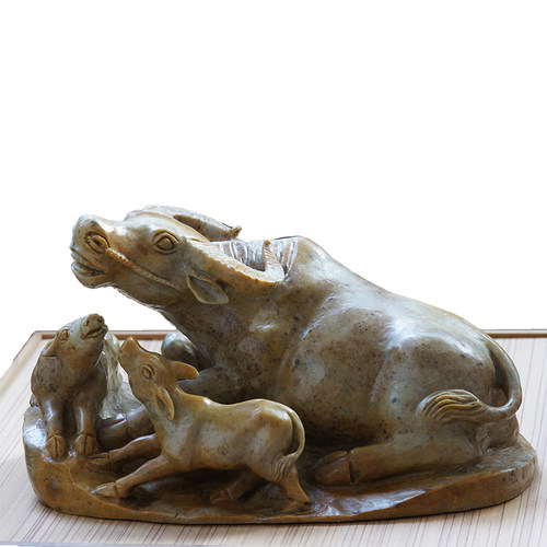 收藏礼品寿山石孺子牛摆件牛