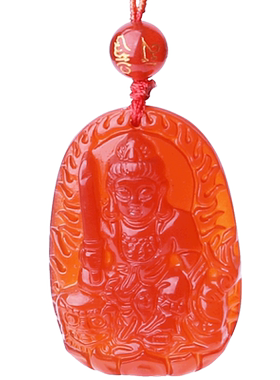 红玉髓文殊菩萨属兔属狗猪吊坠红玛瑙本命佛守护神龙年吉祥物挂件