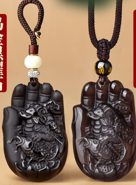 蟾来献瑞吊坠黑曜石挂件