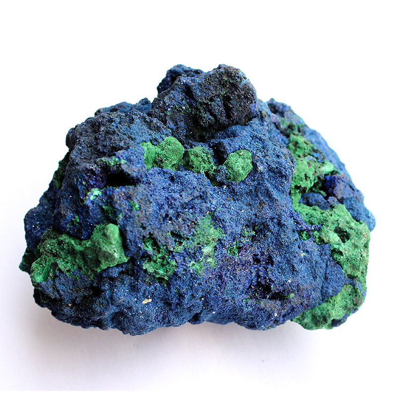 灵昌天然蓝铜矿原石原矿孔雀石矿物晶体教学标本地质岩石奇石摆件