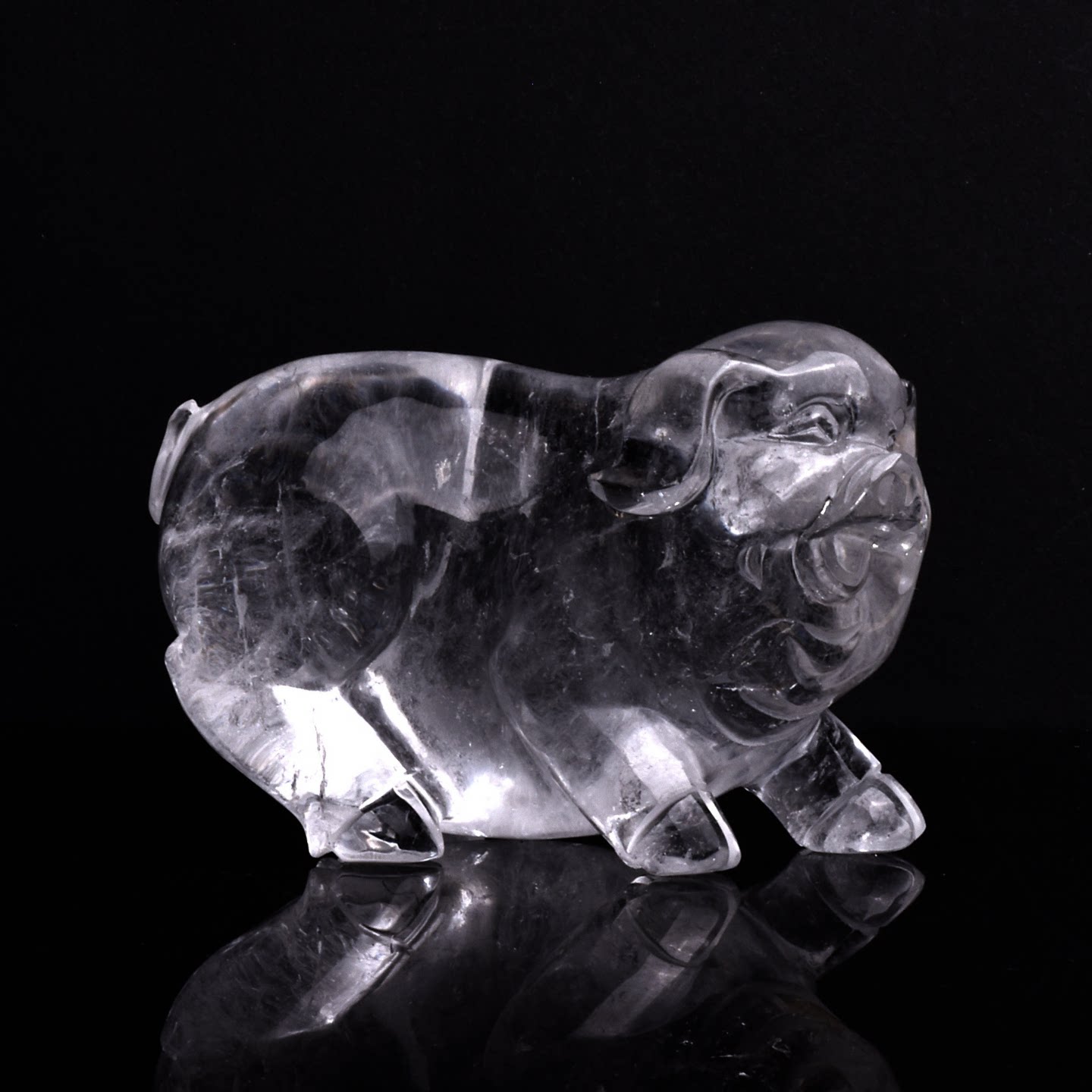 天然白水晶十二生肖摆件本命年属猪吉祥物客厅桌面小摆设家居饰品