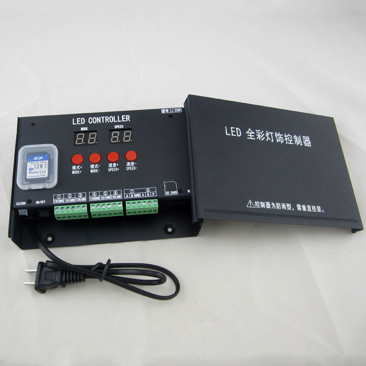 LED全彩流水SD卡控制器D4升LI-D8F六段外控护栏管6段点光源D8防雨
