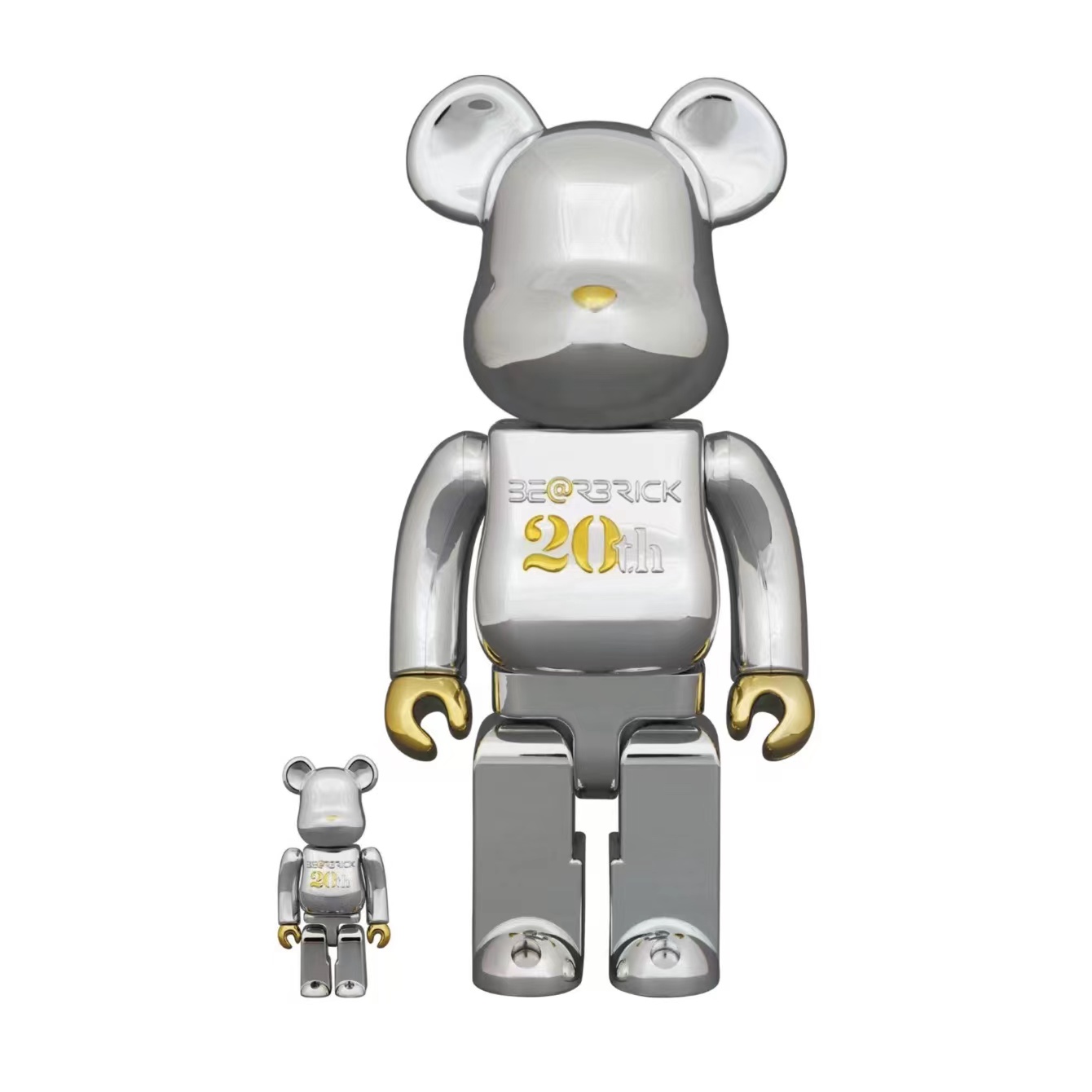 Rang日本代购BE@RBRICK 20th周年限量款银色400％100％暴力熊玩偶