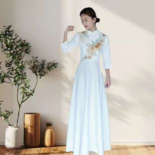 2025新中式迎宾合唱演出服优雅长高端轻奢显气质显瘦小个子可穿