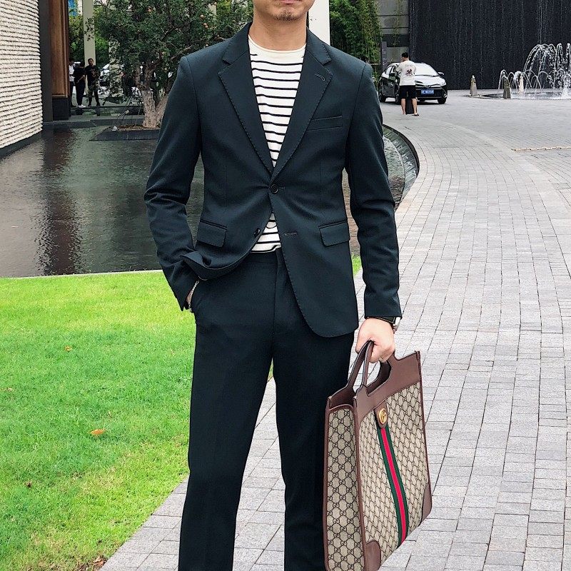 2019 가을 새로운 한국 스타일 정장 데일리 캐주얼 패션 신사 영국 작은 정장 투피스 세트