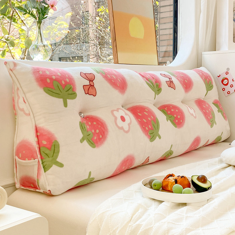 秋冬新款牛奶绒床头靠垫软包三角护腰大靠背宿舍防撞床上睡觉靠枕