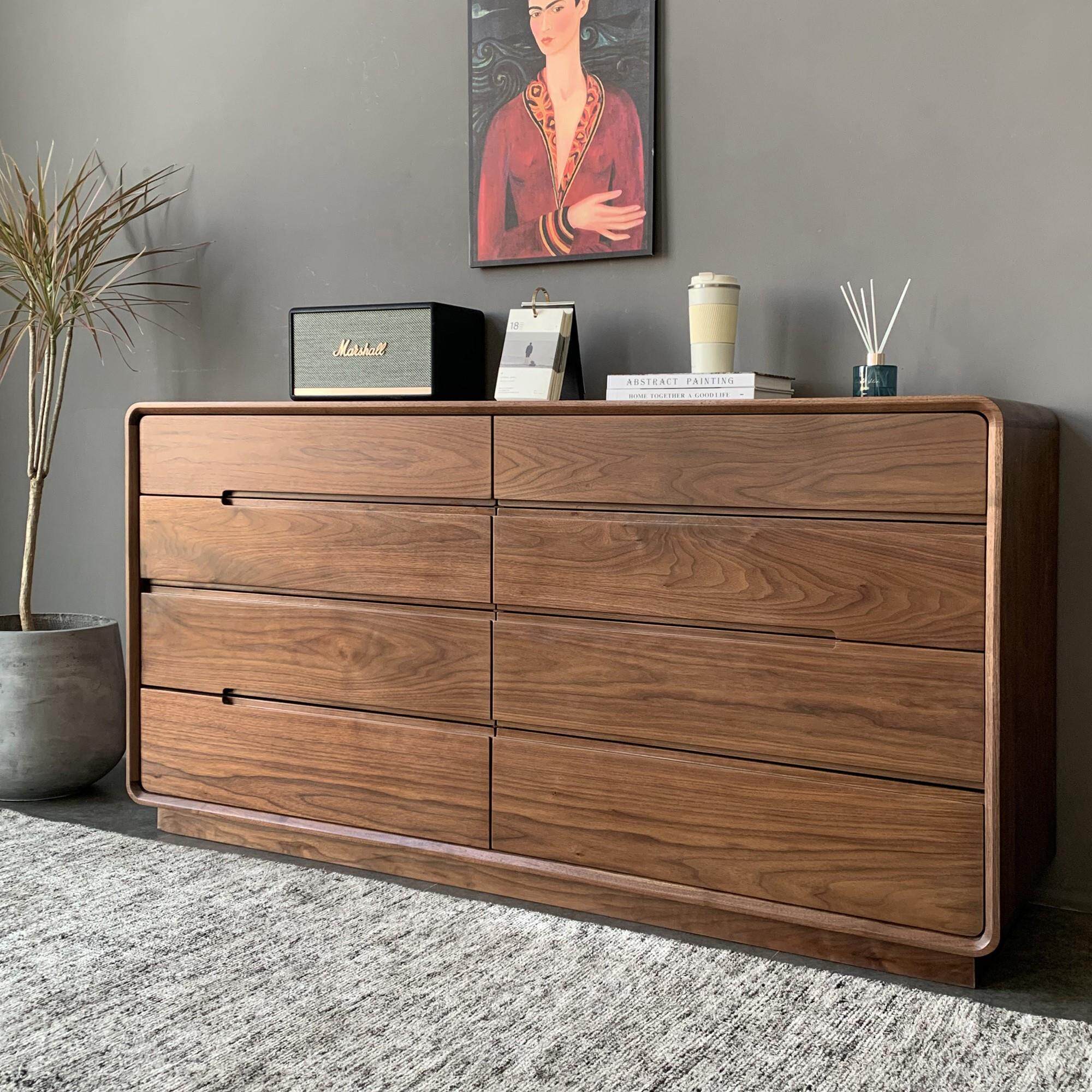 北美黑胡桃原木八斗柜纯实木储物柜北欧简约卧室客厅收纳抽屉边柜