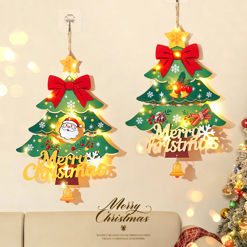 圣诞树装饰品木质挂件墙壁门上
