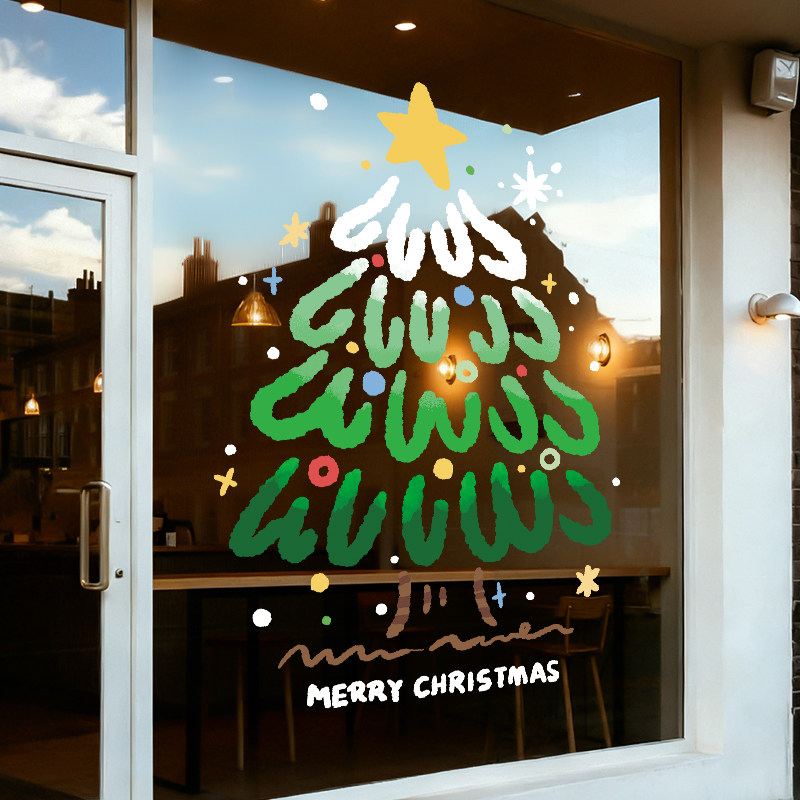 圣诞节装饰玻璃贴纸静电贴窗花