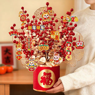 新年装饰品氛围布置马年福桶桌面摆件过年2026春节客厅电视柜年味