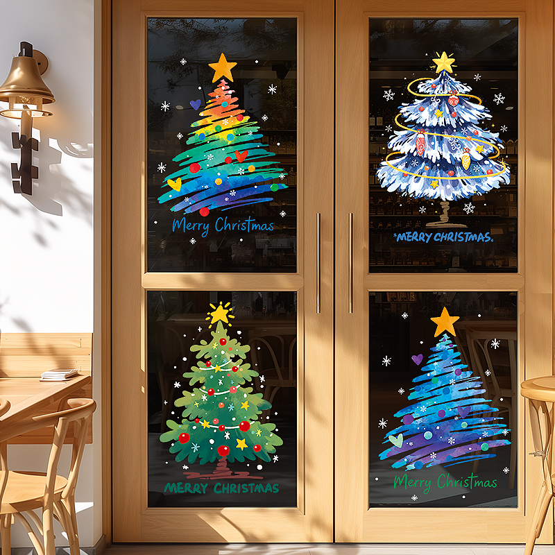 圣诞节装饰玻璃贴纸静电贴窗花