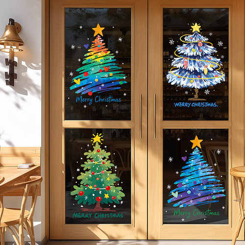 圣诞节装饰玻璃贴纸静电贴窗花