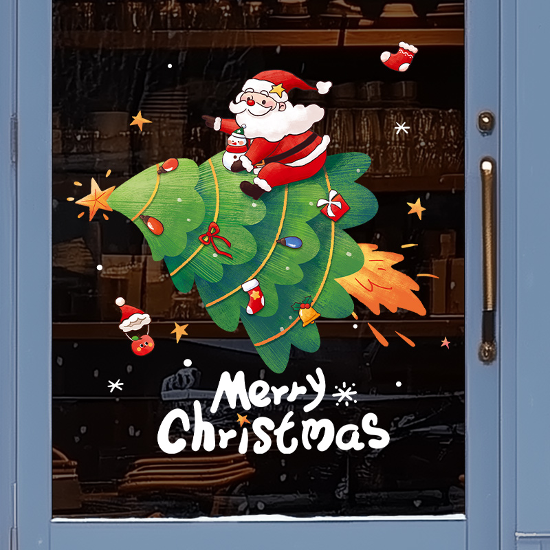 圣诞节装饰品静电玻璃贴场景布置