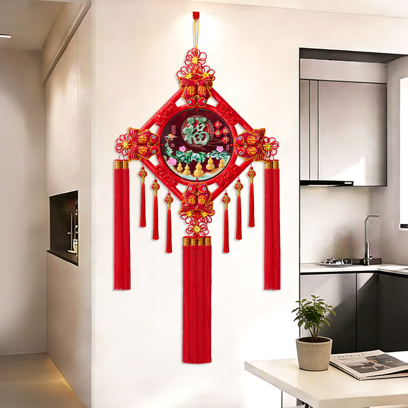 2026新款中国结挂件马年客厅高档入户门装饰传统桃木福字镇宅挂饰,特色手工艺,中国结,淘宝优惠券,粉丝福利购,淘宝优惠卷