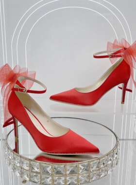 诺贝达正品红色高跟鞋新娘鞋婚纱礼服婚鞋RL227511原2280断码特惠