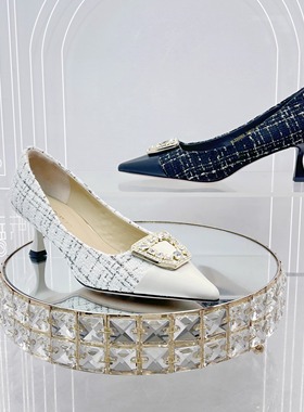 专柜正品Roberta诺贝达女鞋RL225003饰扣秋款中跟小香风通勤单鞋