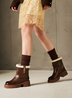 专柜正品诺贝达新款毛绒时装靴2025新款百搭保暖时装靴RA258203