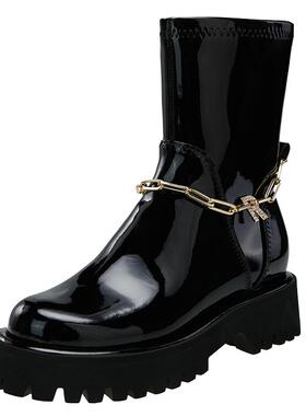 专柜正品Roberta诺贝达女鞋RA18806女靴链条百搭时尚短靴