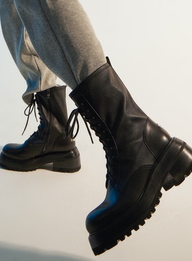 专柜正品 Roberta诺贝达女鞋冬靴绑带厚底增高马丁靴 RA227220