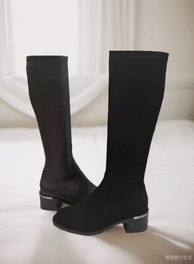 专柜正品Roberta诺贝达女鞋RA18227冬季时尚圆头方跟长靴女靴